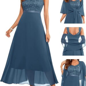 BeryLove Formal Wedding Guest Sequin Mother of The Bride Dress Evening Dresses