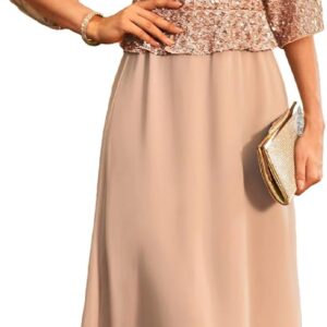 GRACE KARIN Sequin Dress for Women 2025 Mother of The Bride Dresses Wedding Guest Formal Chiffon Evening Gown