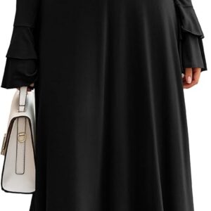 PRETTYGARDEN Womens Dresses Formal Off The Shoulder Long Sleeve Ruched Knit A-Line Maxi Wedding Guest Dress Fall Clothes